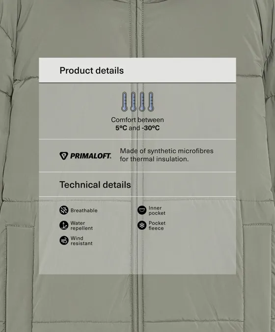 Водоотталкивающее утепленное пальто Primaloft®