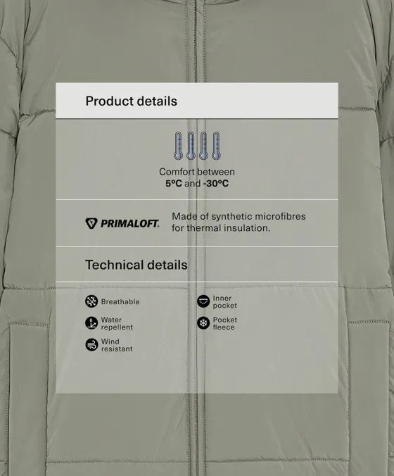 Водоотталкивающее утепленное пальто Primaloft®